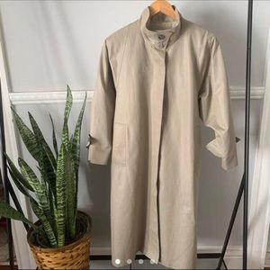 Vintage London Fog Belt-less Khaki Hidden Button Down Trench Coat